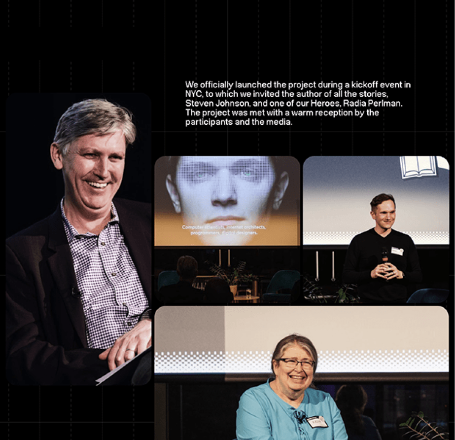 Graphic of a close up of a website depicting an Our Projects page with sample project names and dates.